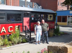 Katharine & Peter outside the diner
